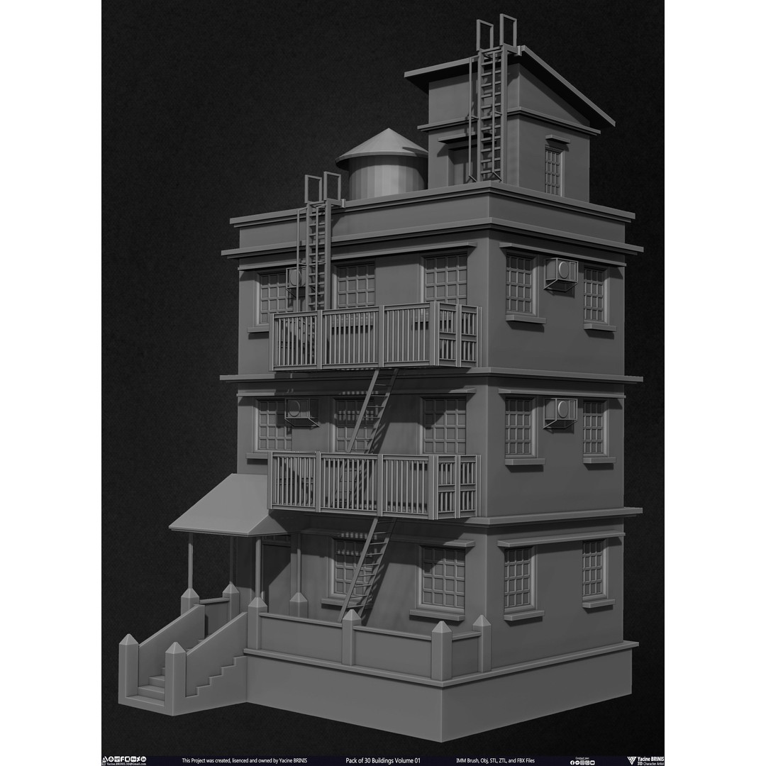Pack of 30 Buildings 3D Model – Low Poly Cityscape Assets, FBX, OBJ, STL - View 46