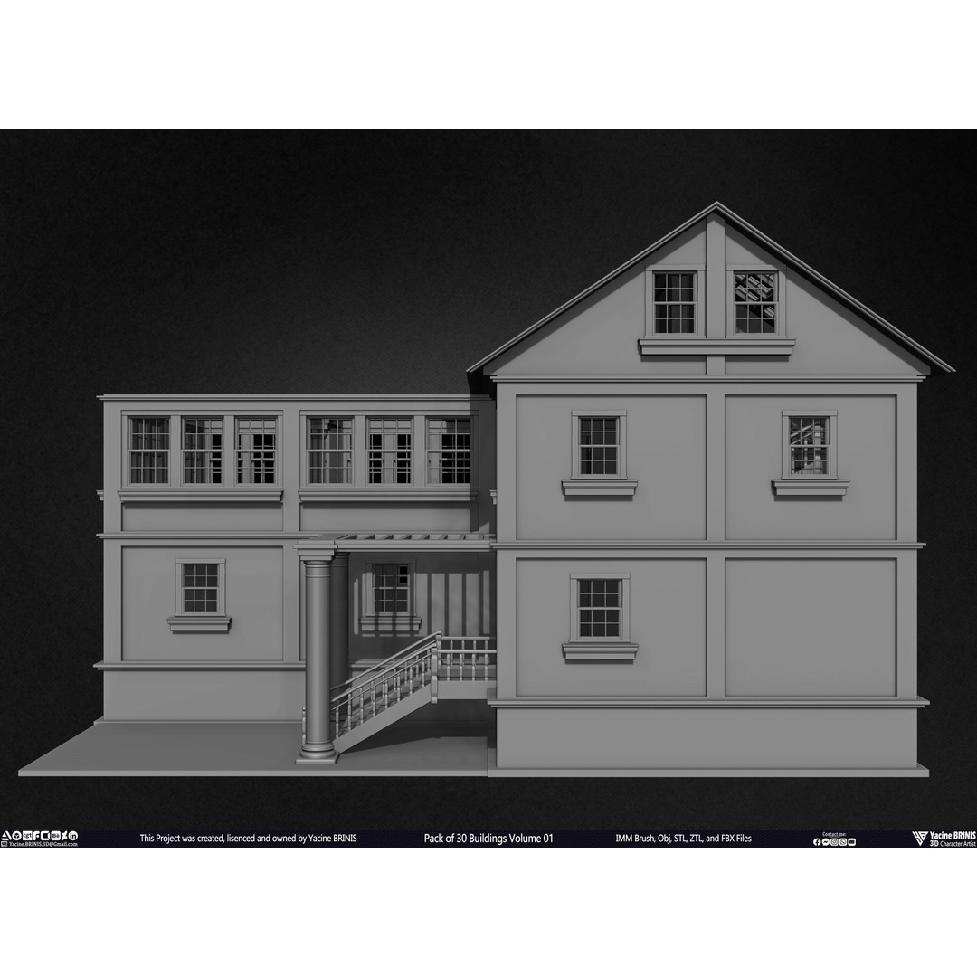 Pack of 30 Buildings 3D Model – Low Poly Cityscape Assets, FBX, OBJ, STL - View 50
