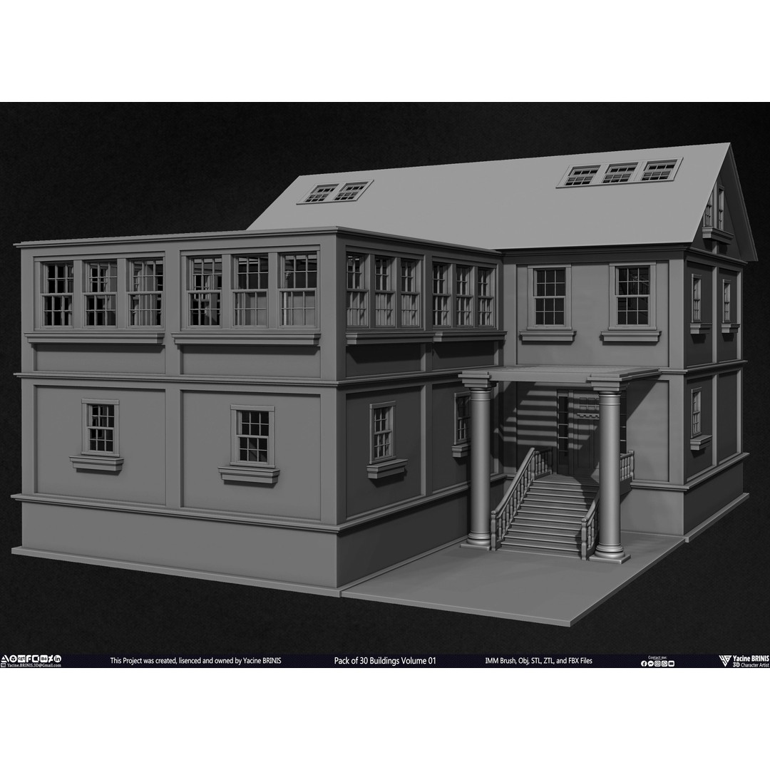 Pack of 30 Buildings 3D Model – Low Poly Cityscape Assets, FBX, OBJ, STL - View 53