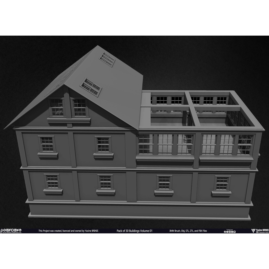 Pack of 30 Buildings 3D Model – Low Poly Cityscape Assets, FBX, OBJ, STL - View 55