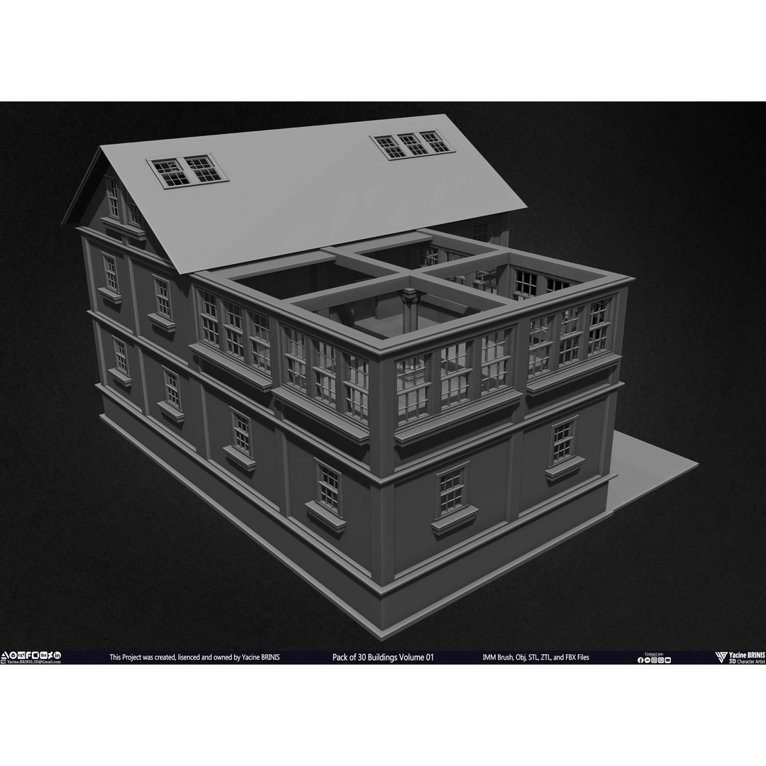 Pack of 30 Buildings 3D Model – Low Poly Cityscape Assets, FBX, OBJ, STL - View 56