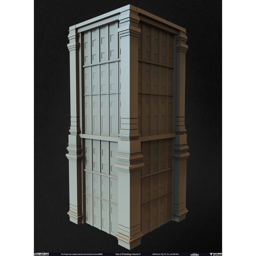 Pack of 30 Buildings 3D Model – Low Poly Cityscape Assets, FBX, OBJ, STL - View 6