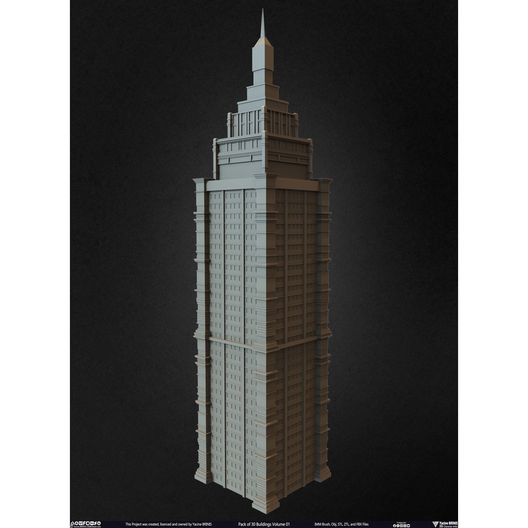 Pack of 30 Buildings 3D Model – Low Poly Cityscape Assets, FBX, OBJ, STL - View 8