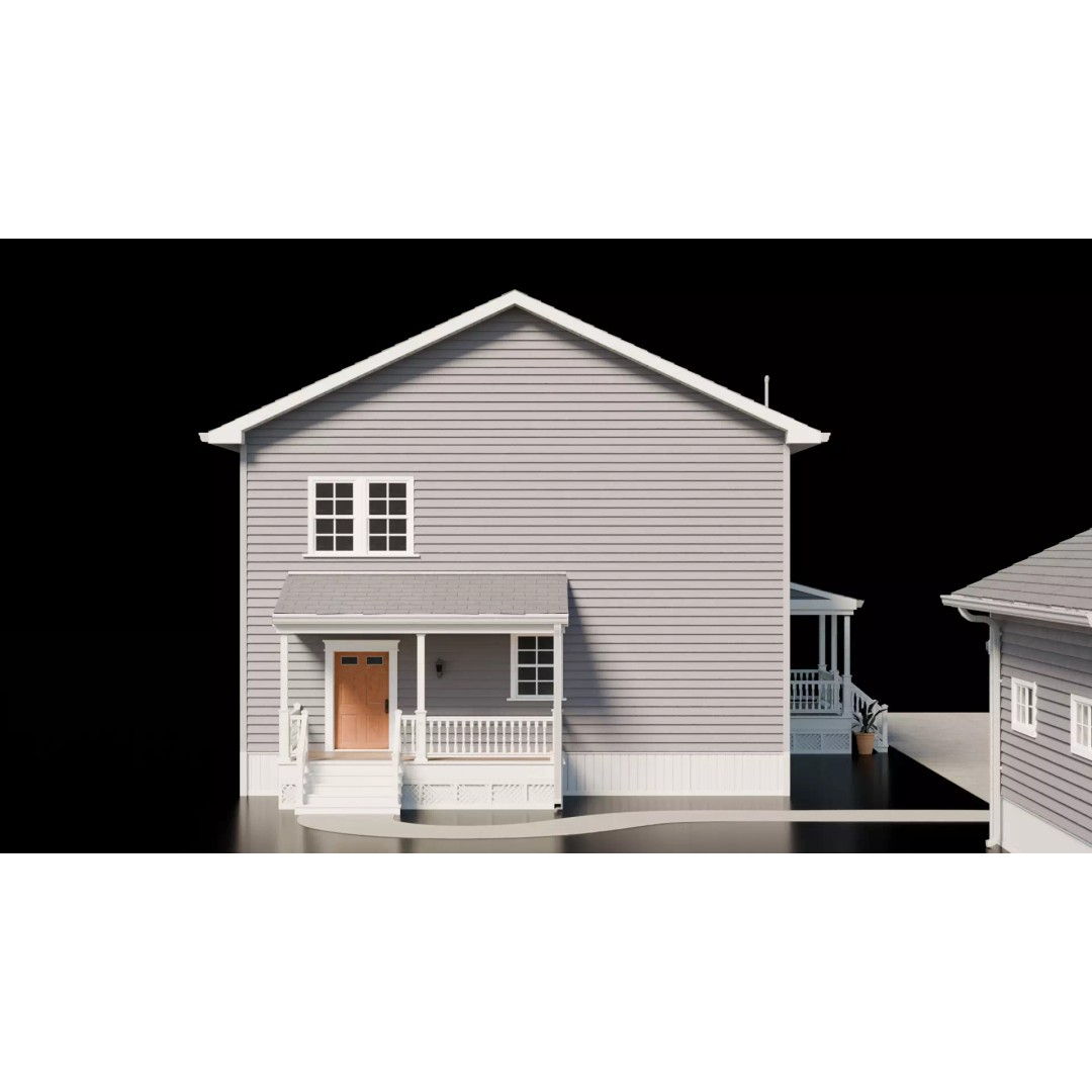 American House 3D Model – Low Poly Full Interior, PBR Textures - View 10