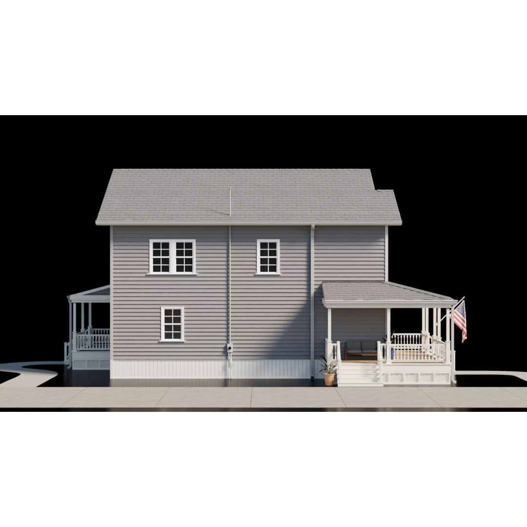 American House 3D Model – Low Poly Full Interior, PBR Textures - View 11