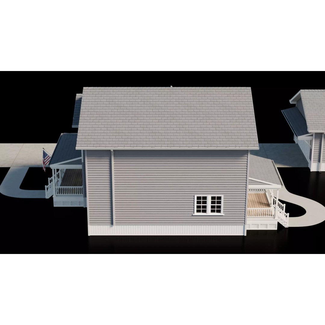 American House 3D Model – Low Poly Full Interior, PBR Textures - View 12