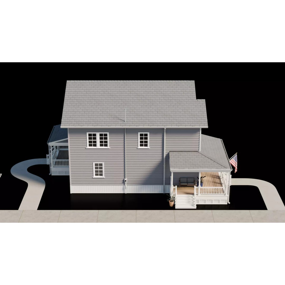 American House 3D Model – Low Poly Full Interior, PBR Textures - View 14