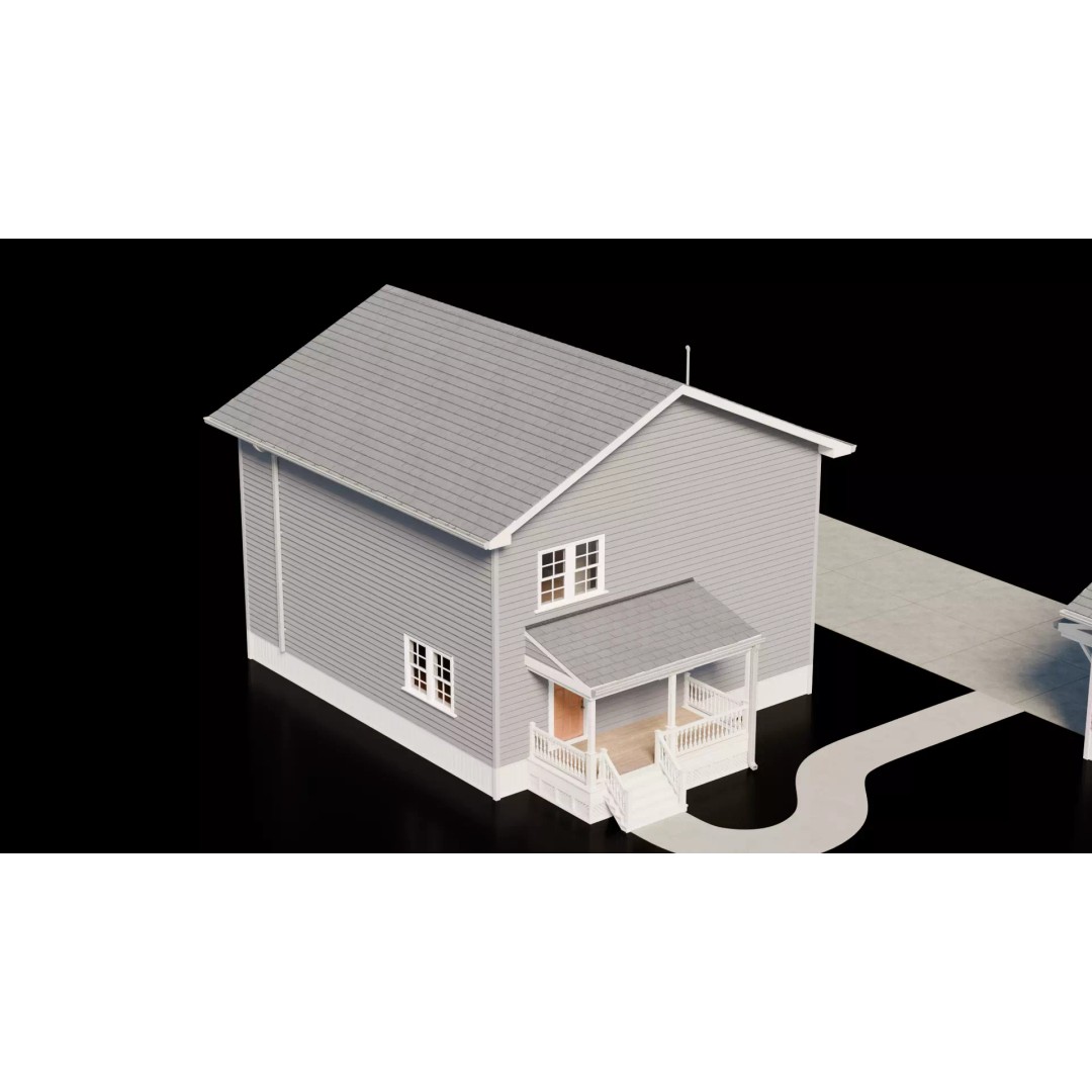 American House 3D Model – Low Poly Full Interior, PBR Textures - View 17