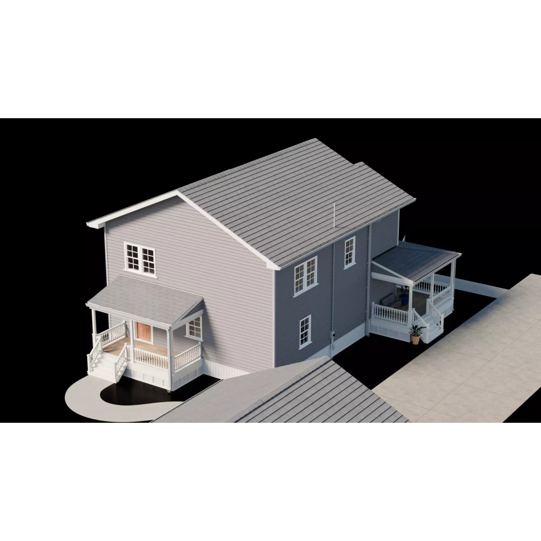 American House 3D Model – Low Poly Full Interior, PBR Textures - View 18