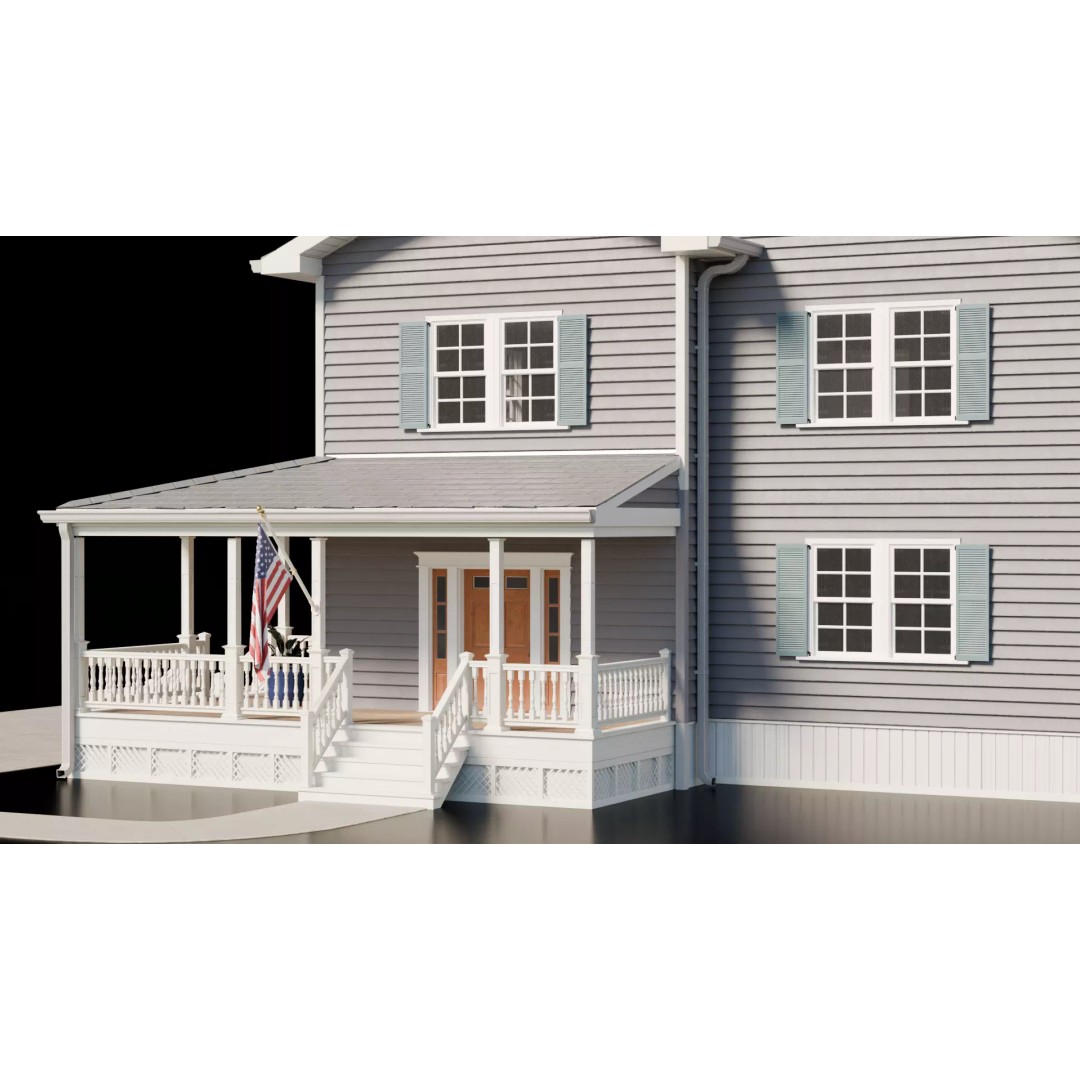 American House 3D Model – Low Poly Full Interior, PBR Textures - View 19