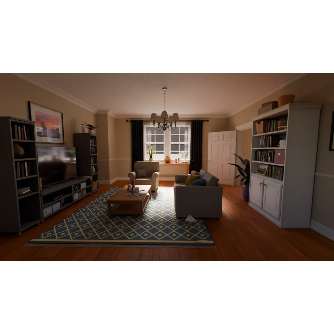 American House 3D Model – Low Poly Full Interior, PBR Textures - View 24