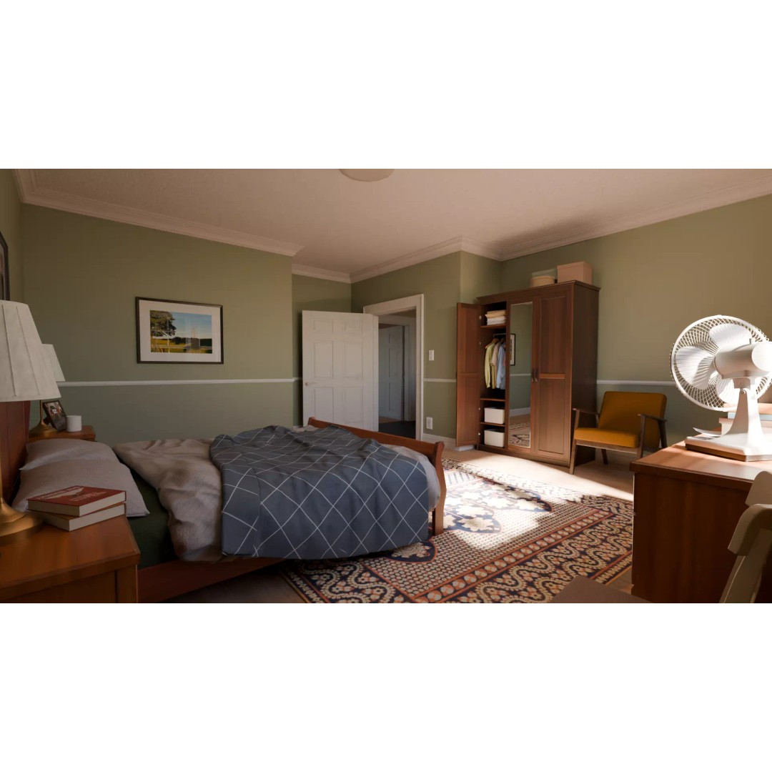 American House 3D Model – Low Poly Full Interior, PBR Textures - View 25