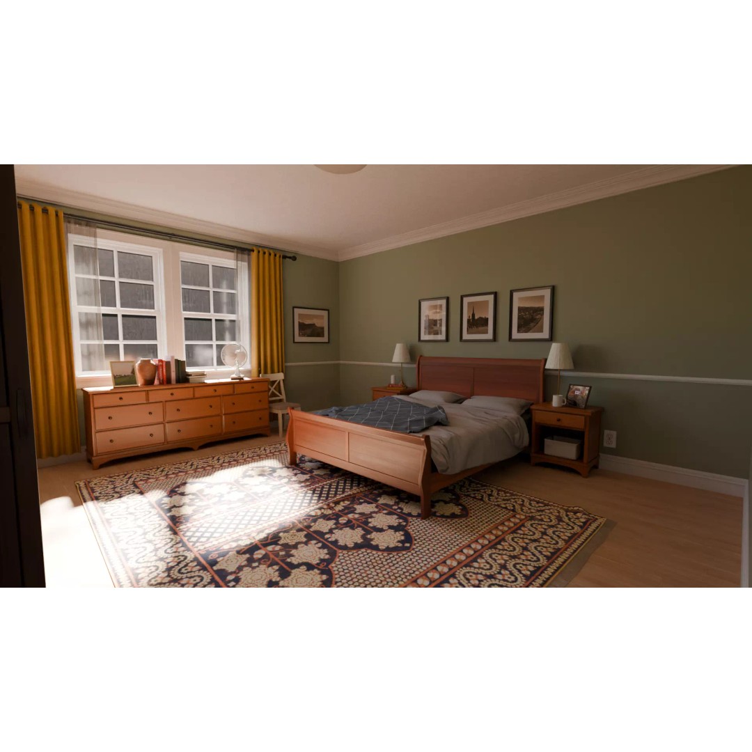 American House 3D Model – Low Poly Full Interior, PBR Textures - View 26