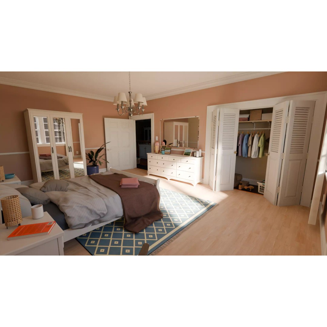 American House 3D Model – Low Poly Full Interior, PBR Textures - View 27