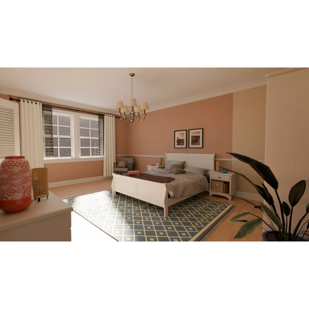 American House 3D Model – Low Poly Full Interior, PBR Textures - View 28