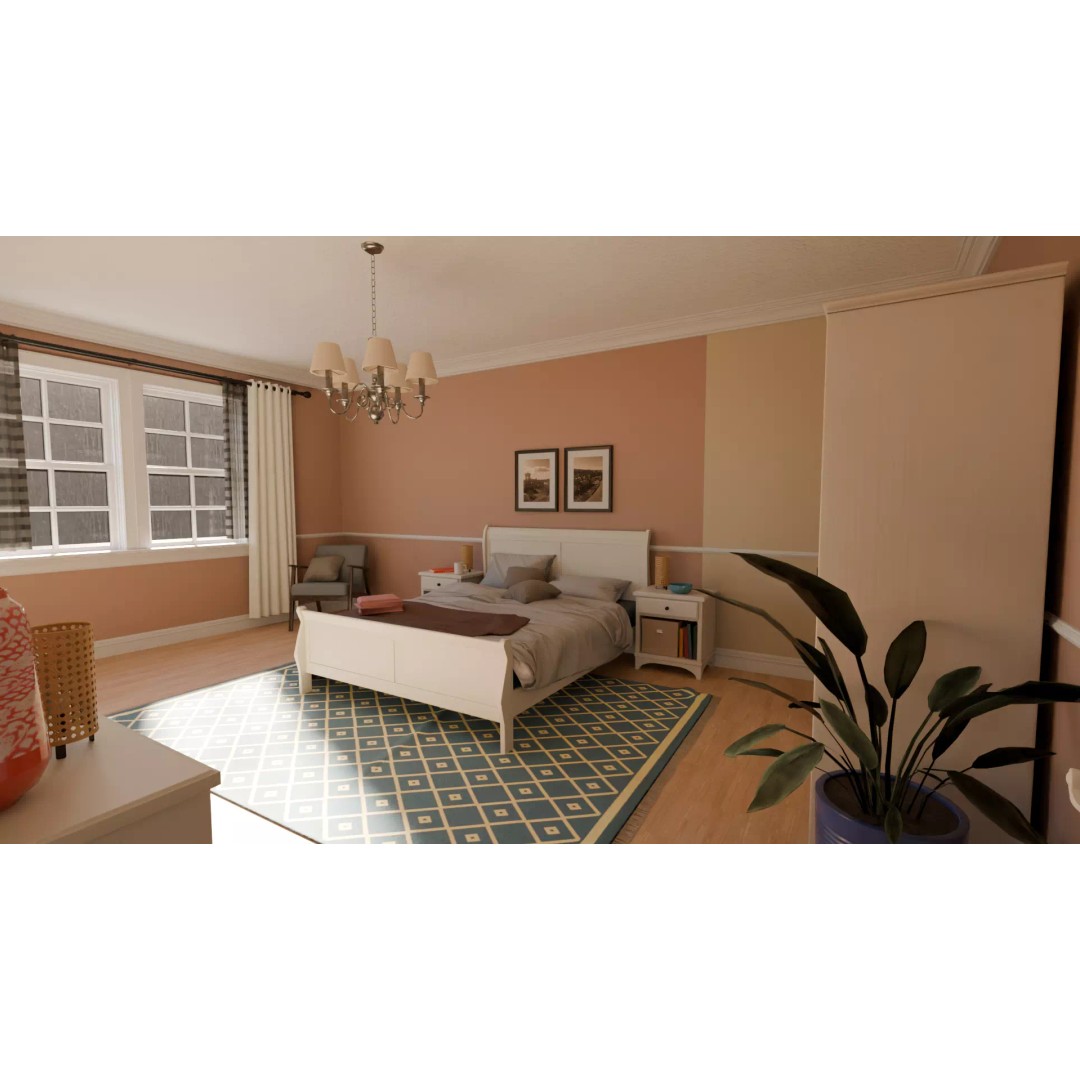 American House 3D Model – Low Poly Full Interior, PBR Textures - View 29