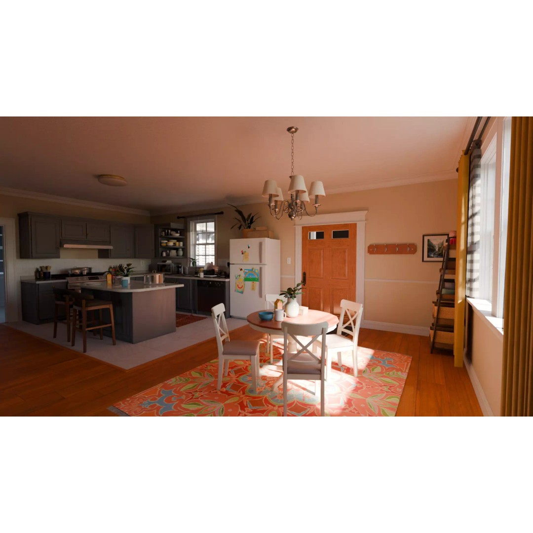 American House 3D Model – Low Poly Full Interior, PBR Textures - View 31