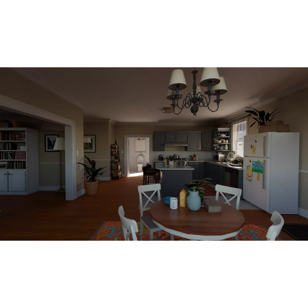 American House 3D Model – Low Poly Full Interior, PBR Textures - View 32