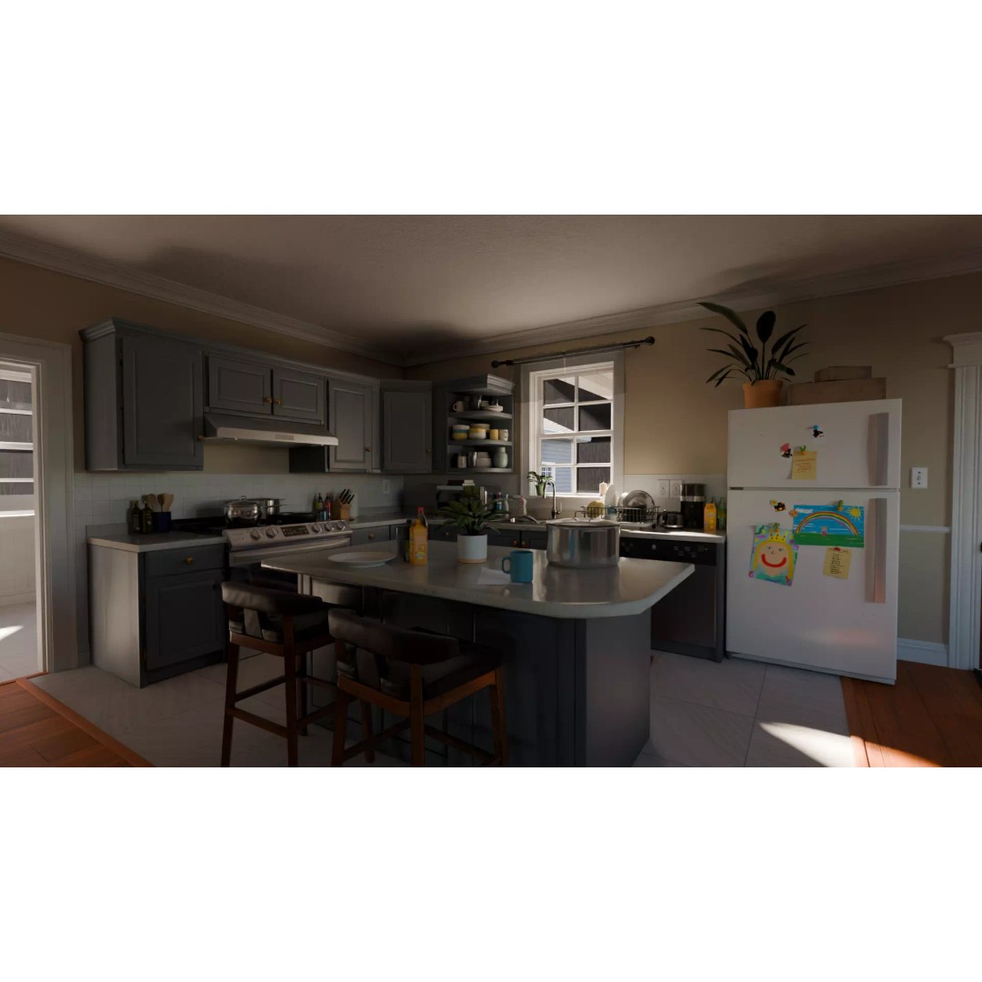 American House 3D Model – Low Poly Full Interior, PBR Textures - View 33