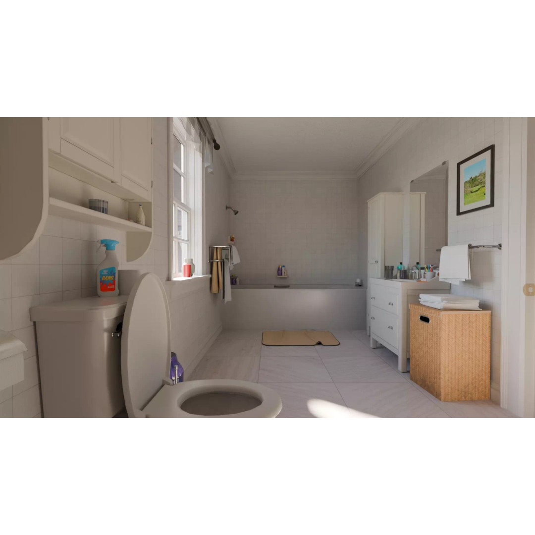 American House 3D Model – Low Poly Full Interior, PBR Textures - View 34