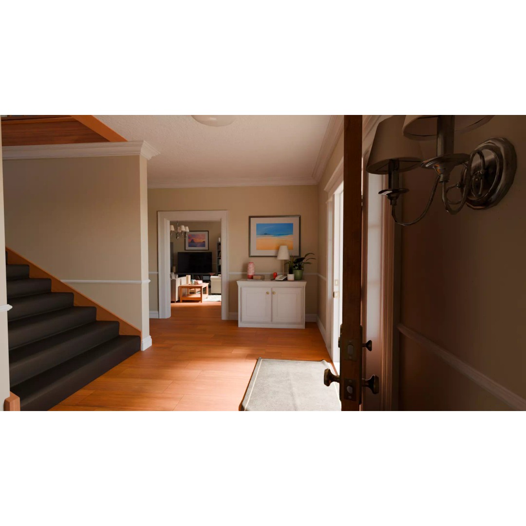 American House 3D Model – Low Poly Full Interior, PBR Textures - View 39