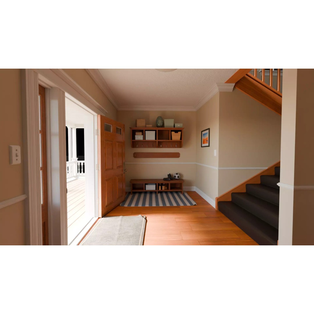 American House 3D Model – Low Poly Full Interior, PBR Textures - View 40