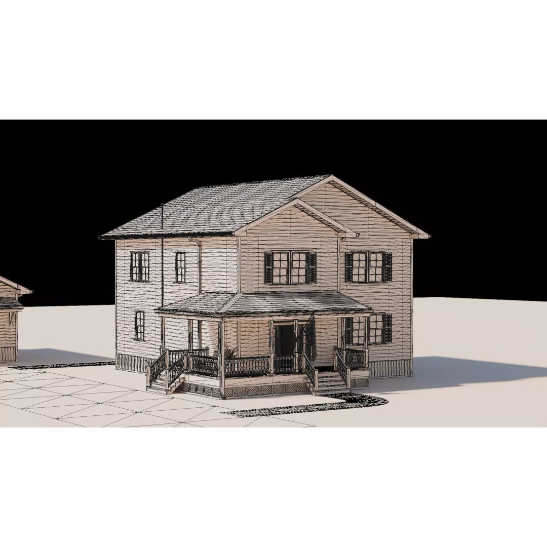 American House 3D Model – Low Poly Full Interior, PBR Textures - View 44