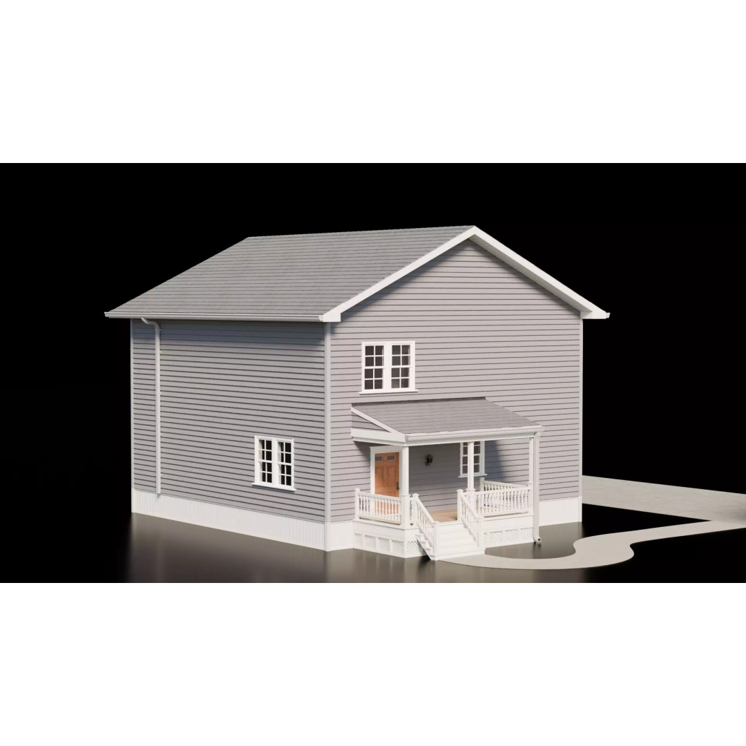 American House 3D Model – Low Poly Full Interior, PBR Textures - View 5