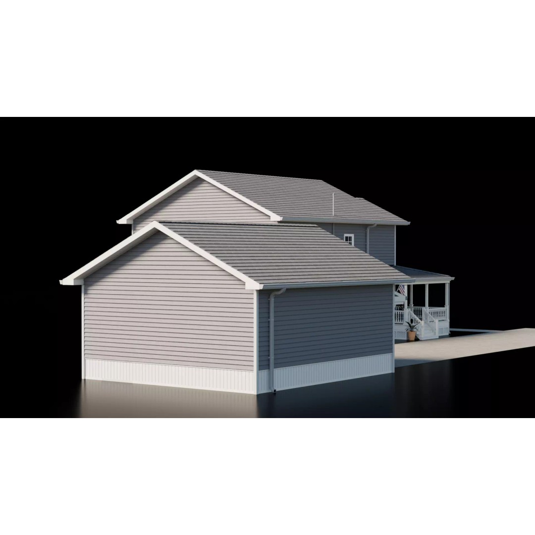 American House 3D Model – Low Poly Full Interior, PBR Textures - View 6