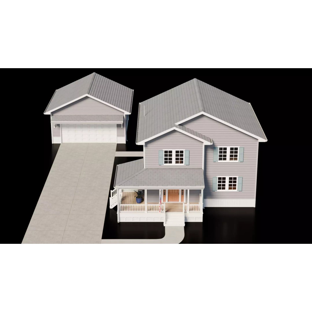 American House 3D Model – Low Poly Full Interior, PBR Textures - View 8