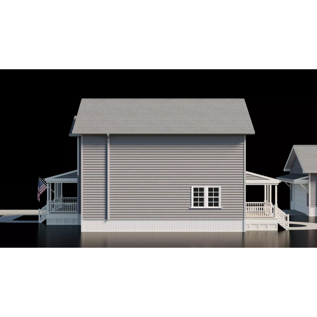 American House 3D Model – Low Poly Full Interior, PBR Textures - View 9