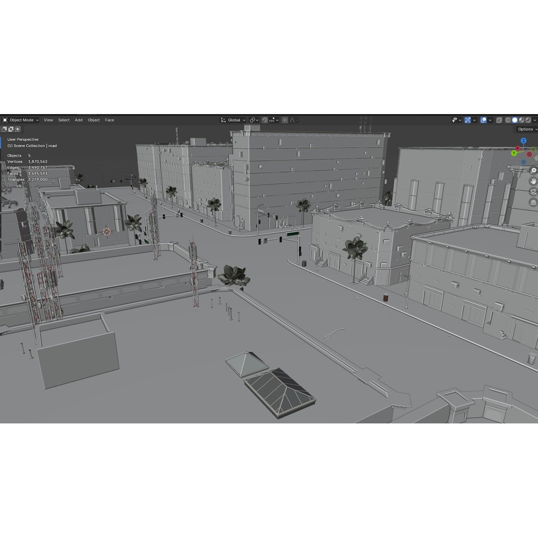 Urban Street 3D Model – High-Detail City Environment, Blender & FBX