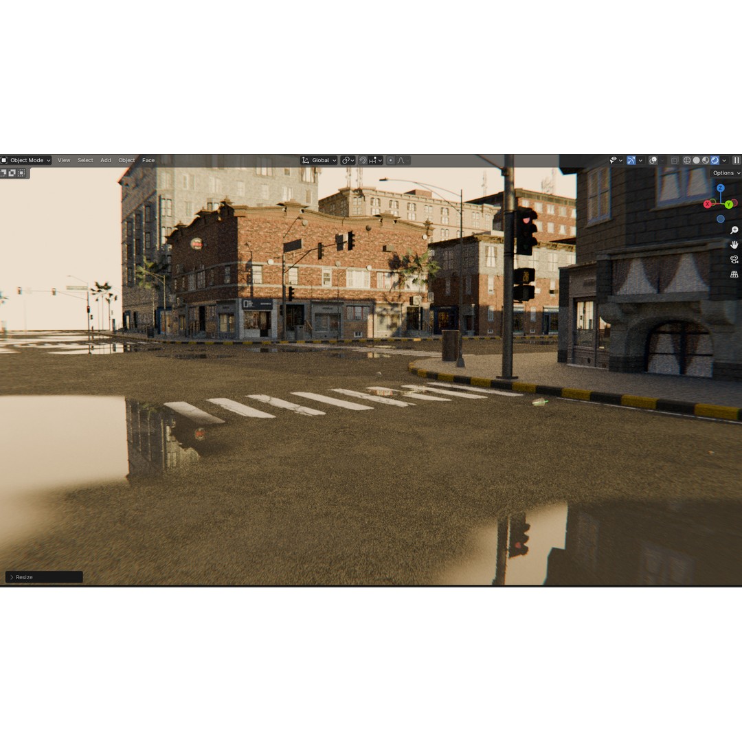 Urban Street 3D Model – High-Detail City Environment, Blender & FBX - View 11