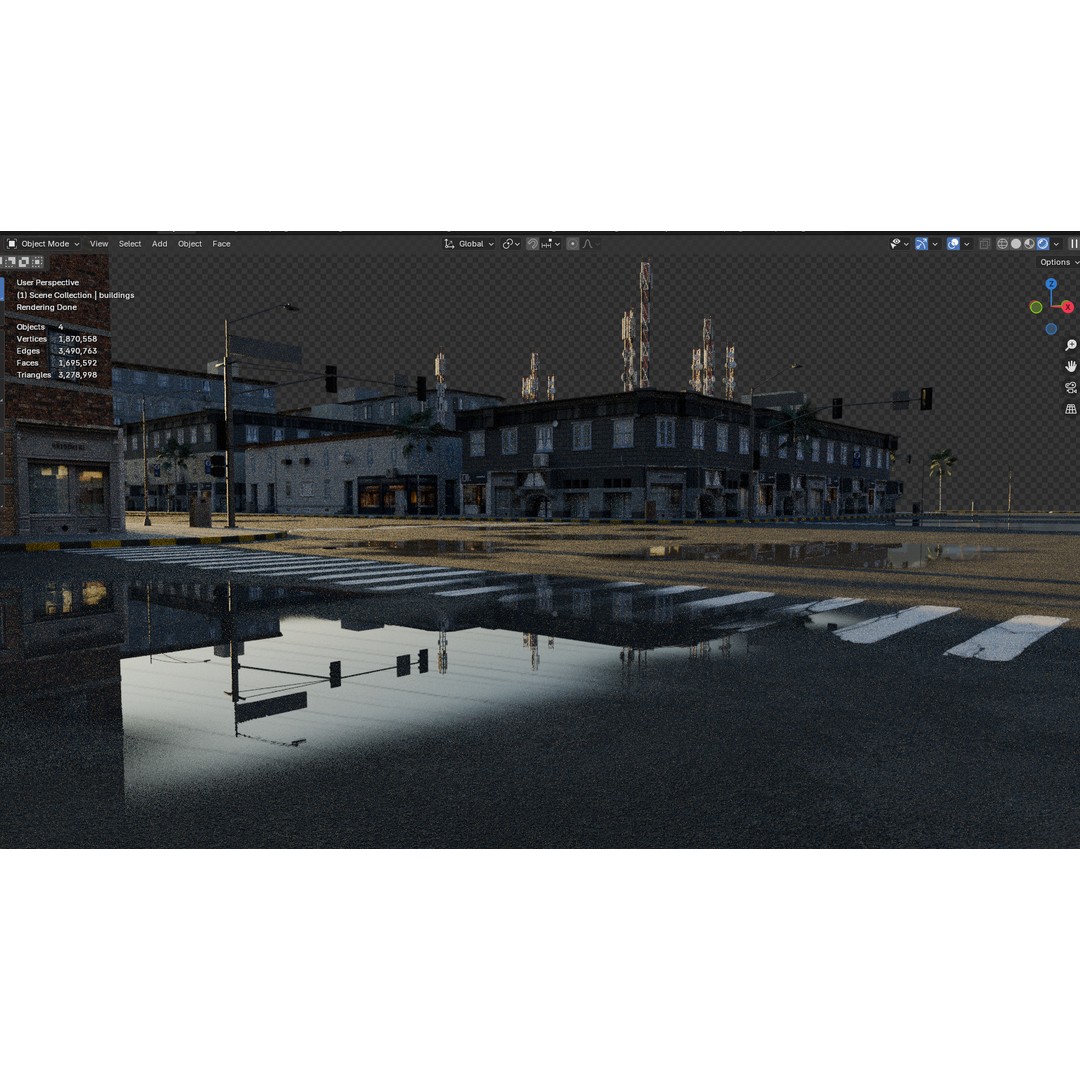 Urban Street 3D Model – High-Detail City Environment, Blender & FBX - View 14