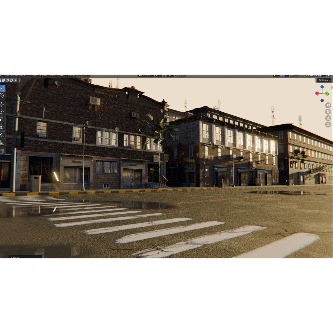 Urban Street 3D Model – High-Detail City Environment, Blender & FBX - View 17