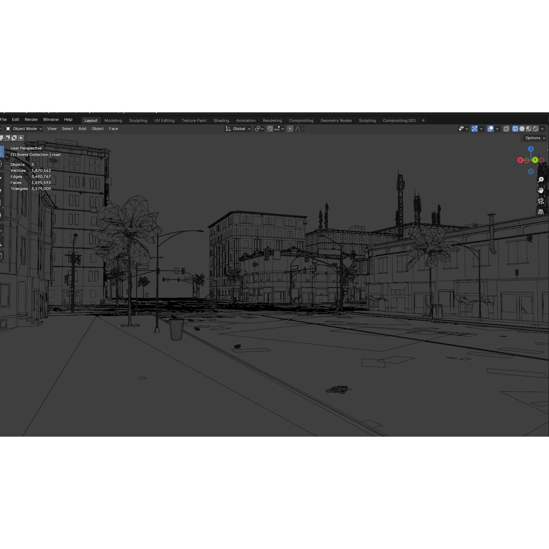 Urban Street 3D Model – High-Detail City Environment, Blender & FBX - View 19