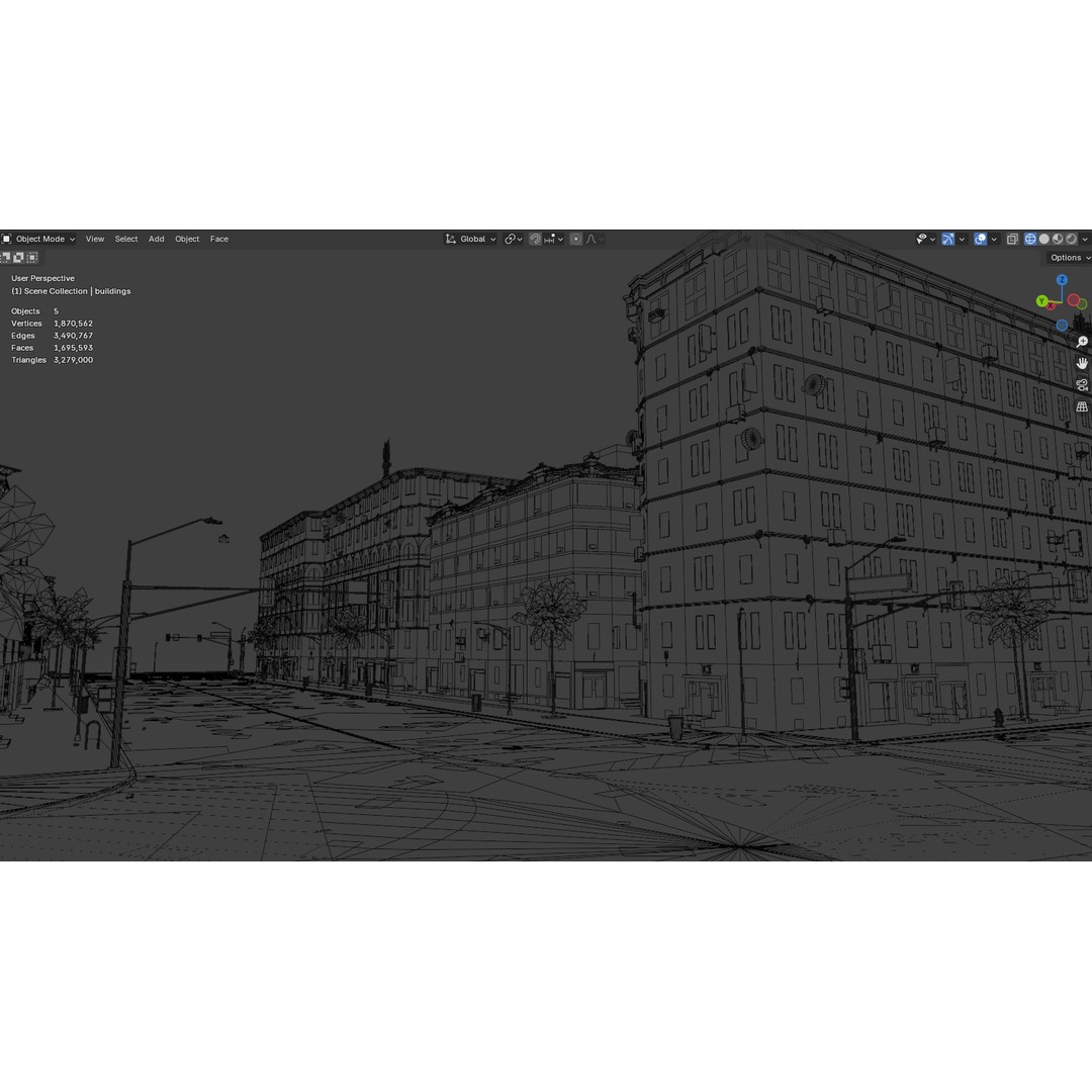 Urban Street 3D Model – High-Detail City Environment, Blender & FBX - View 22
