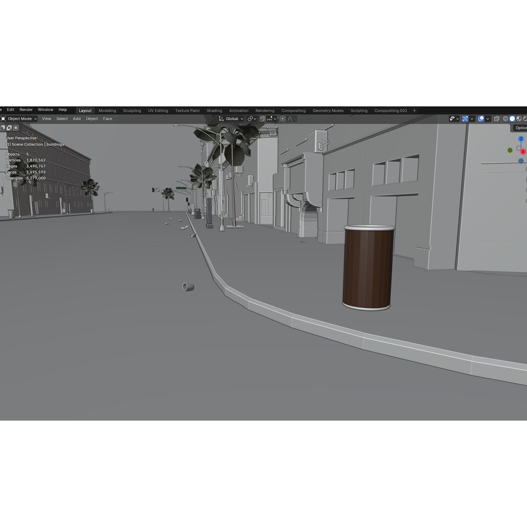 Urban Street 3D Model – High-Detail City Environment, Blender & FBX - View 23