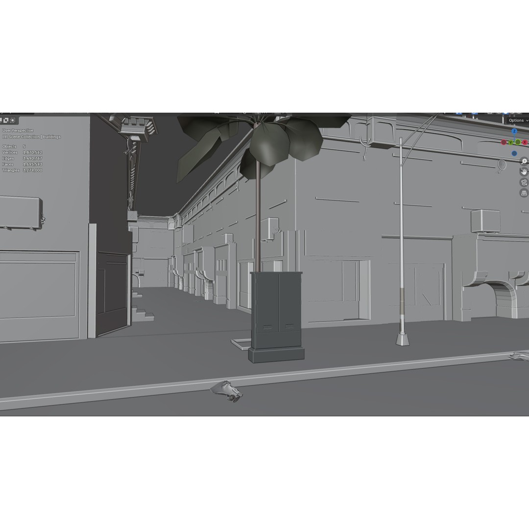 Urban Street 3D Model – High-Detail City Environment, Blender & FBX - View 24