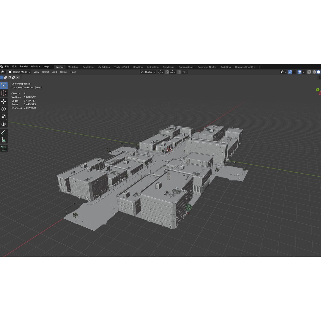 Urban Street 3D Model – High-Detail City Environment, Blender & FBX - View 26