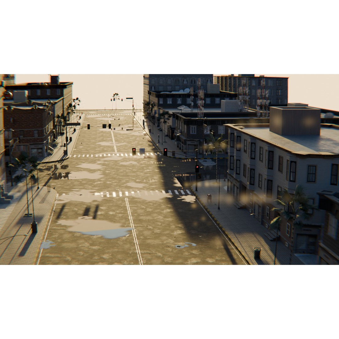 Urban Street 3D Model – High-Detail City Environment, Blender & FBX - View 3