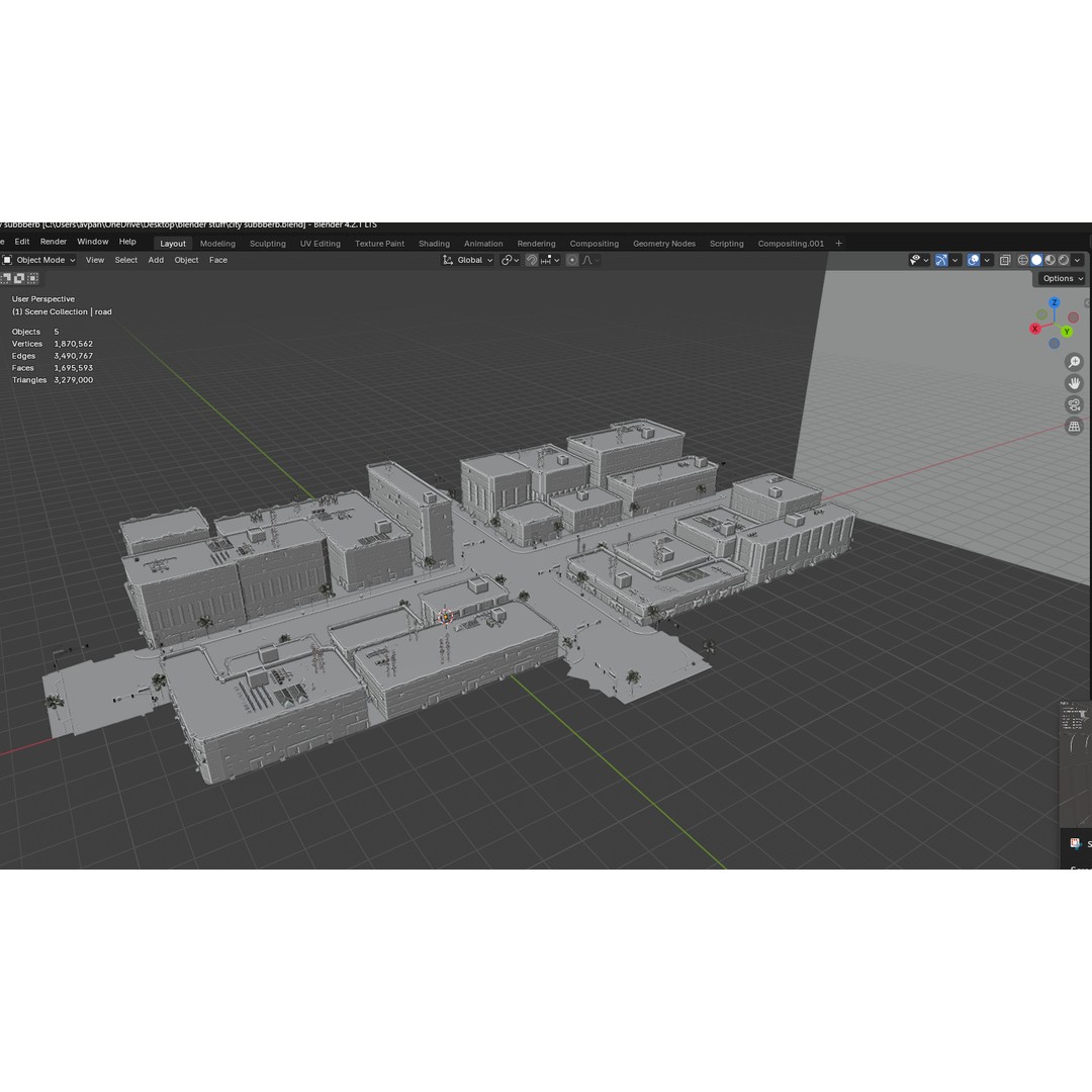 Urban Street 3D Model – High-Detail City Environment, Blender & FBX - View 30