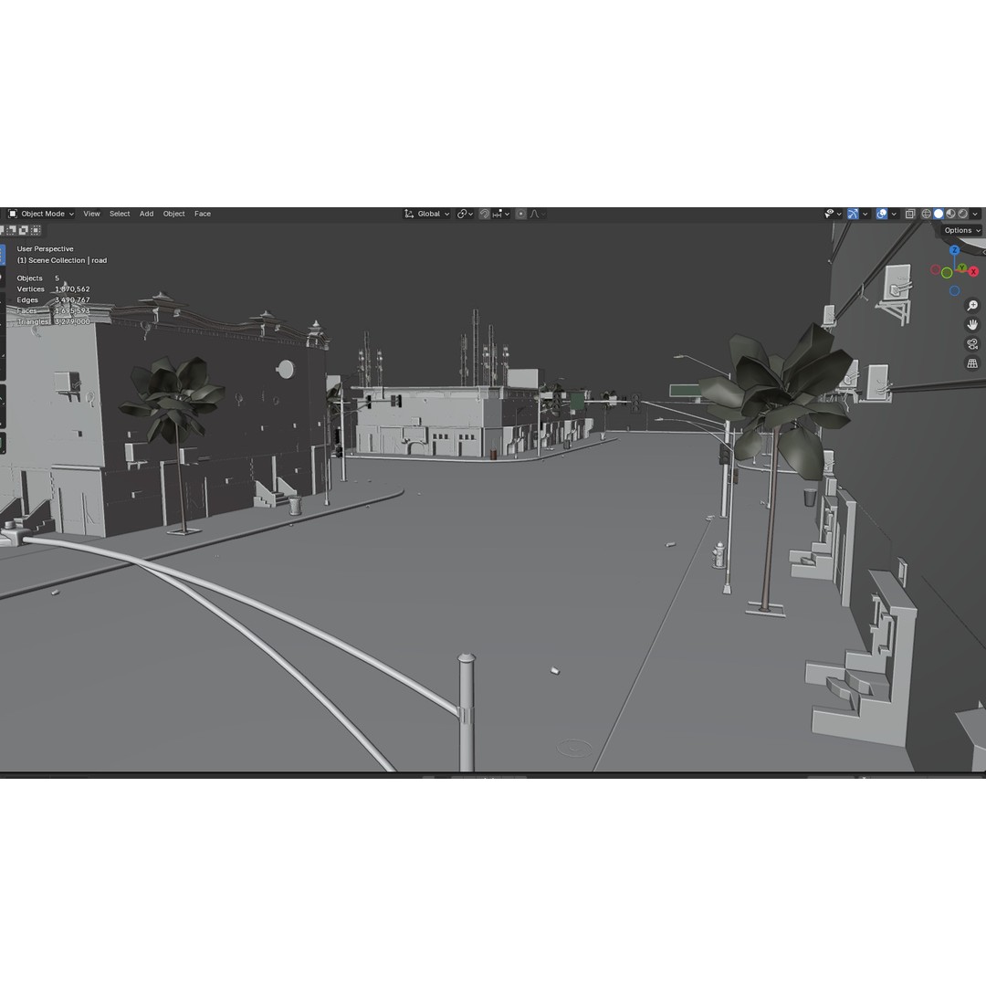 Urban Street 3D Model – High-Detail City Environment, Blender & FBX - View 31