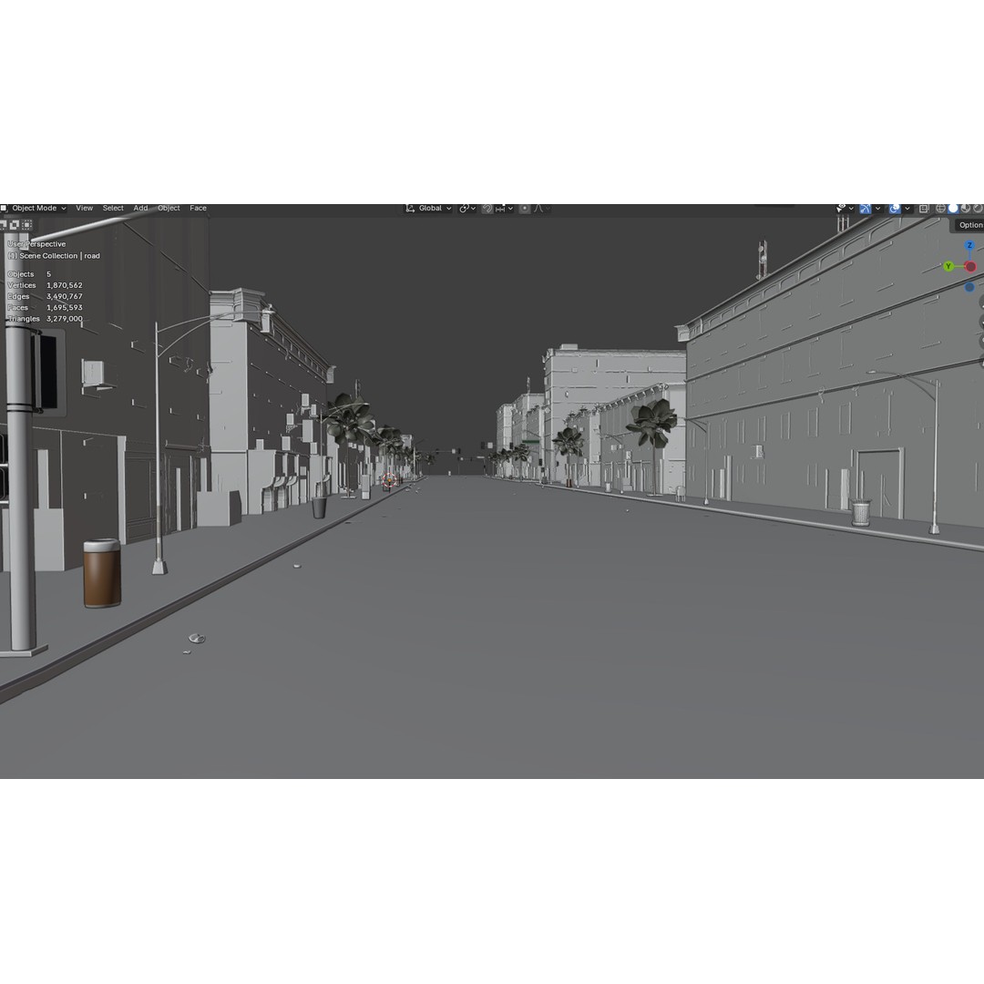 Urban Street 3D Model – High-Detail City Environment, Blender & FBX - View 32