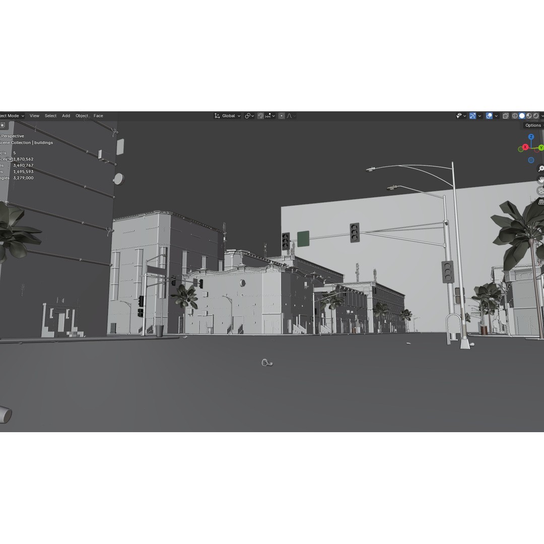 Urban Street 3D Model – High-Detail City Environment, Blender & FBX - View 33