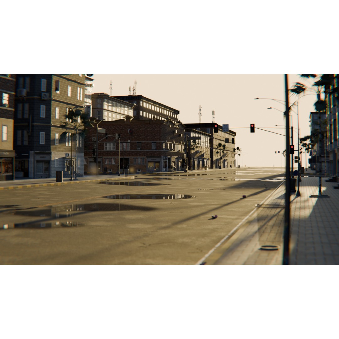 Urban Street 3D Model – High-Detail City Environment, Blender & FBX - View 4