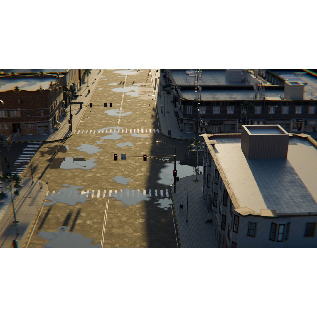 Urban Street 3D Model – High-Detail City Environment, Blender & FBX - View 5