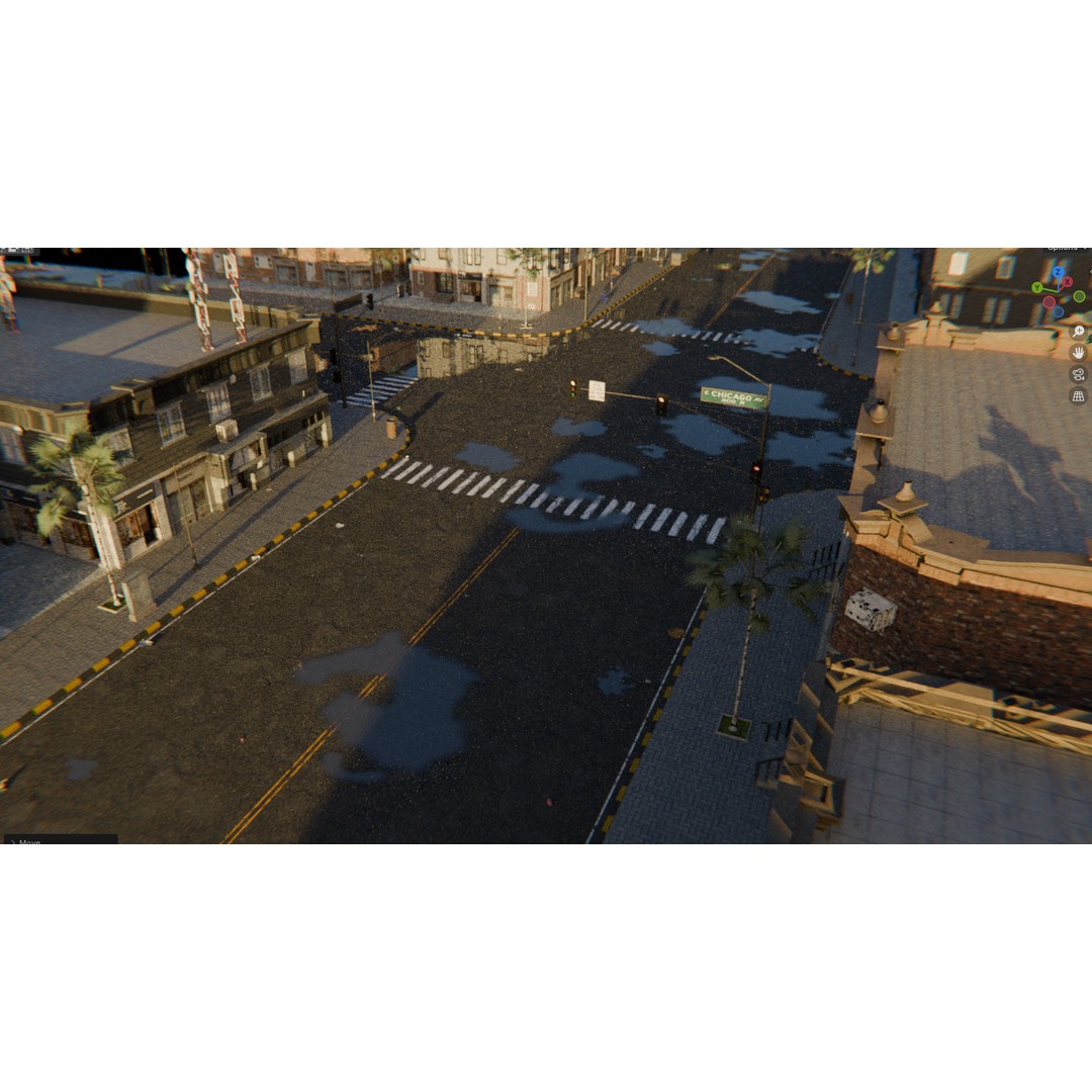 Urban Street 3D Model – High-Detail City Environment, Blender & FBX - View 7