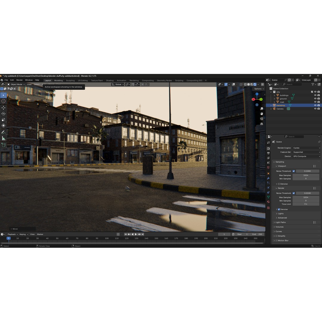 Urban Street 3D Model – High-Detail City Environment, Blender & FBX - View 8