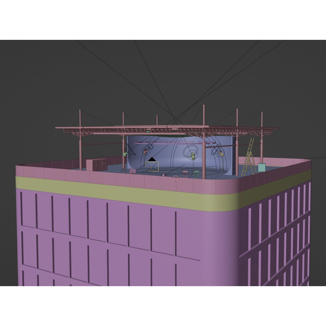 Studio Hangar Exterior 3D Model – Low Poly Industrial Asset, PBR, FBX